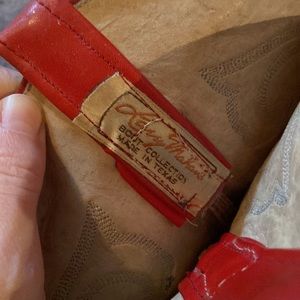 Larry Mahan Red leather cowboy boots. Size 8/9. Vintage.